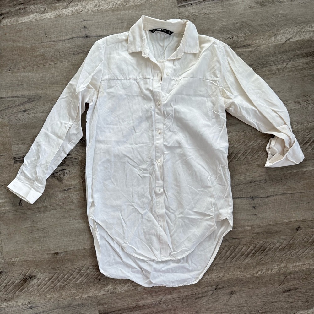 Zara White Button Down Tunic